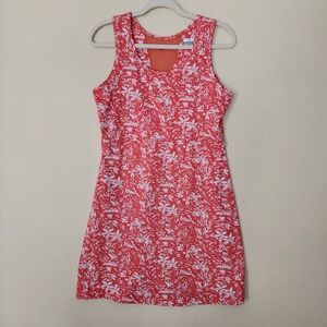 Columbia PFG Freezer III Dress Womens Medium Coral Red Tropical Print XL0375